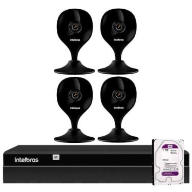 Imagem de Kit 4 Câmeras iMx C Black Intelbras com Aúdio e Inteligência Artificial + Gravador Digital de Vídeo Intelbras NVR NVD 1404 4 Canais + HD 1TB
