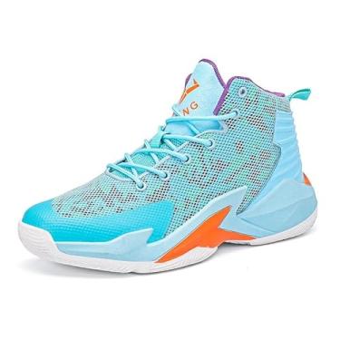 Imagem de Bolognifi Tênis de basquete masculino leve e durável para partidas de treinamento esportivo ao ar livre Equipamento de basquetebol(Blue-1,43 BR)