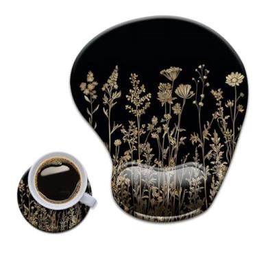 Imagem de HOPONY Mouse pad de gel para descanso de pulso - mousepad ergonômico para escritório com suporte de pulso - antiderrapante, acessórios de mesa de design para decoração de casa e jogos, flor pequena