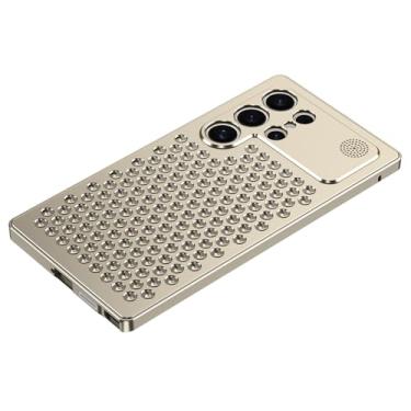 Imagem de FWYANZH Capa de metal para Samsung Galaxy S25 Ultra, capa protetora de liga de alumínio com orifício de lente de câmera de precisão, capa de ventilação térmica, dourada, S25 Ultra