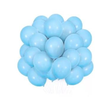 Imagem de Balão Colorido Tamanho 9 Liso Bexiga Aniversário 50un Festa (Azul-claro)