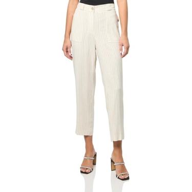 Imagem de Jones New York Calça cargo feminina de cintura alta com abertura frontal reta, Pedra natural/Jones Bl, 10