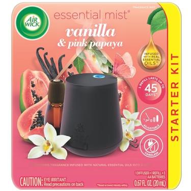 Imagem de Air Wick Essential Mist Starter Kit (Difusor + Recarga) Difusor de óleos essenciais de baunilha e mamão rosa, kit iniciante de ambientador
