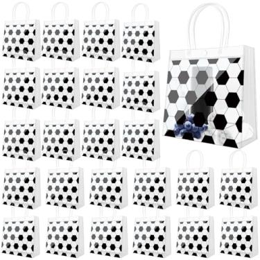 Imagem de Demonwer 24 peças de bolsa transparente de futebol com alças PVC tema esportivo guloseimas doces bolsa de lembrancinha de festa para presentes de aniversário do time 20 × 8 cm