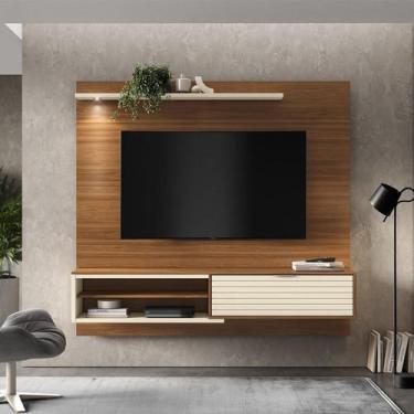 Imagem de Painel para Tv 70 Polegadas com Led Suspenso Living Cinamomo Mel / Per