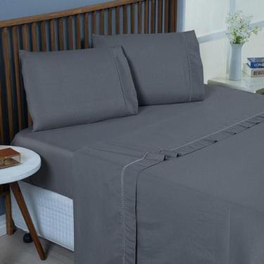 Imagem de Jogo De Lençol Bariloche Queen 4 Peças Micro Percal 400 Fios Ponto Pal