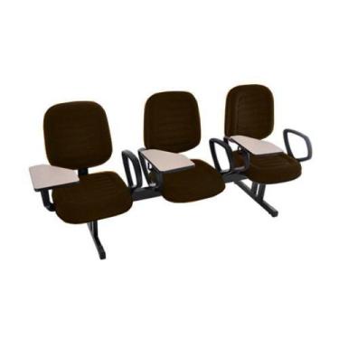 Imagem de Cadeira Em Longarina Com Prancheta Linha Blenda Marrom - DESIGN OFFICE