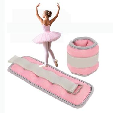 Imagem de Pesos de tornozelo e pulsos – 2 pesos ajustáveis de 0,25 KG/0,5 kg para crianças, enchimento confortável de areia de ferro, para dança, corda de pular e treinamento de força (rosa, individual 0,25 kg)