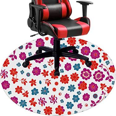 Imagem de Tapete de cadeira de escritório com flores, textura de flor, tapete de cadeira de mesa para piso de madeira de escritório doméstico, protetor de piso de pilha baixa multiuso, redondo, 99 cm