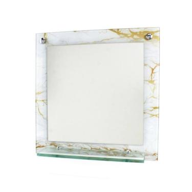 Imagem de Espelho Banheiro Prateleira 40Cm X 40Cm Mármore Branco