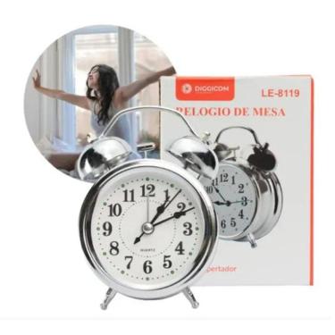 Imagem de Relógio De Mesa Analógico Retro Prata Lelong