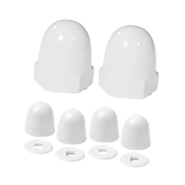 Imagem de Bothyi Tampas de parafuso de vaso sanitário decorativas, 2 tampas de cerâmica, lindas, fáceis de manter, elegantes, de parafuso de piso de vaso sanitário, Conjunto Branco