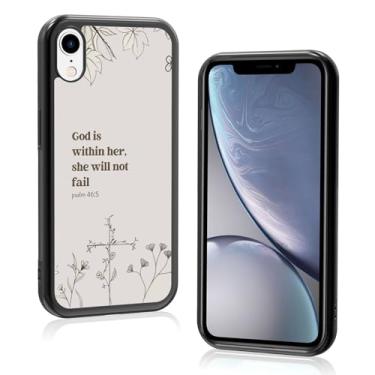 Imagem de Axulimin [God is Within Her She Will Not Fail Psalm] Bíblia cristã feminina preta capa de telefone para iPhone XR (6,1 polegadas)