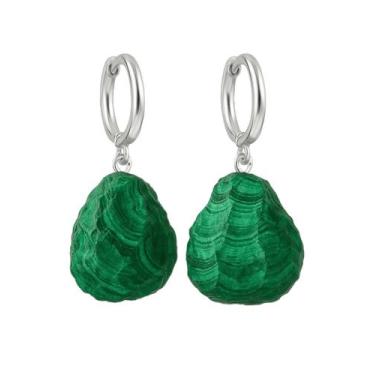 Imagem de Brinco de Argola Malaquita - Cristal Natural, Prata 925