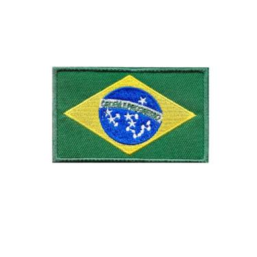 Imagem de Ruoming Ruoming 1 PÇ Bandeira Nacional 3 adesivos de ferro, 8 x 5 cm, adesivos bordados para roupas, bolsas (Brasil)