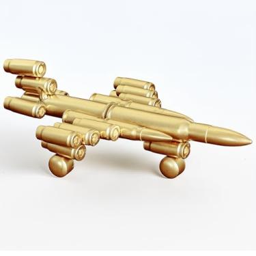 Imagem de Lovisun Esculturas de veículos militares de concha de bala - Tanque artesanal, avião, navio de guerra, decoração de arte de metal para casa, escritório, sala de estudo para homens, veteranos (modelo