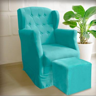 Imagem de Poltrona Amamentação Balanço Descanso Manu Com Puff Suede