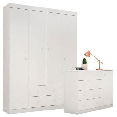 Imagem de Cômoda E Guarda Roupa Infantil Helena Branco Brilho - Phoenix