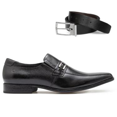 Imagem de Sapato Social De Couro Democrata Metropolitan Prime 244102 + Cinto Dupla Face