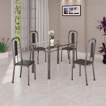 Imagem de Conjunto de Sala de Jantar com 4 Cadeiras Lívia Preto / Prata