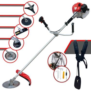 Imagem de Roçadeira Multifunções Completa Anmax CG520P-TB À Gasolina 2T 2,2HP 52cc 10.000rpm + Kit Extra de Faca 3 Pontas, Faca 40 Dentes Vídea e Faca 80 Dentes