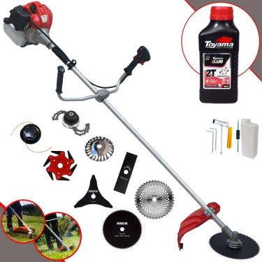 Imagem de Aparador de Grama Completa À Gasolina Anmax CG520P Motor 2 Tempos 52cc 2,2HP Alta Performance Com Carretel Nylon + Kit 7 Opções de Corte + ÓLEO TOYAMA