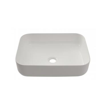 Imagem de Cuba de Apoio Slim Retangular Sem Válvula para Banheiro Louça Cerâmica 50,5x39,5cm Fluorita Pingoo.casa - Branco