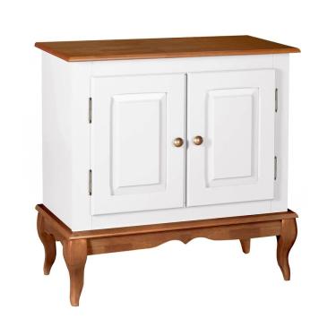 Imagem de Gabinete para Banheiro 2 Porta com Pés Luiz XV Dália 3050 Linz Móveis - Branco/Imbuia Glazer