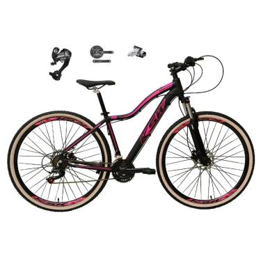 Imagem de Bike Feminina Aro 29 KSW Mwza 27v Shimano Altus Freio Hidráulico Suspensão Trava Pneu Bege-Feminino