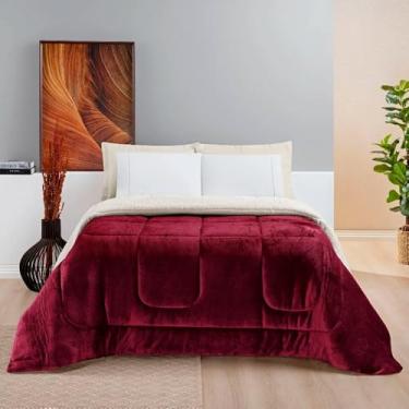 Imagem de Cobertor edredom grosso macio lã de ovelha sherpa coberdrom SOLTEIRO QUEEN e KING (Vinho, Solteiro)
