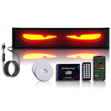 Imagem de Kefly Placa LED programável para carro, luz de olhos diabólicos para para-brisas, painel de matriz de LED flexível, controle de aplicativo Bluetooth, também um relógio inteligente (19 x 89,7 cm)