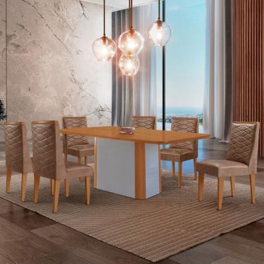Imagem de Mesa de Jantar Isadora 180cm Tampo MDF Laminado com 6 Cadeiras Safira