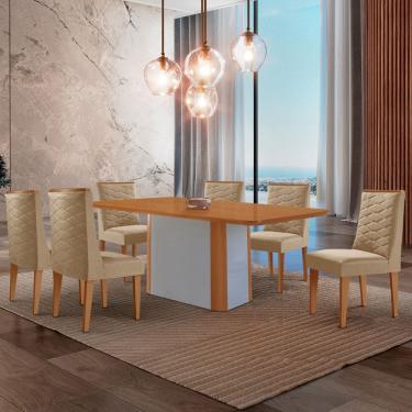 Imagem de Mesa de Jantar Isadora 180cm Tampo MDF Laminado com 6 Cadeiras Safira