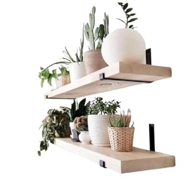 Imagem de kit 4 Prateleira indústrial com mão francesa invertida luxo organização(KIT 2 PRATELEIRA NATURAL)