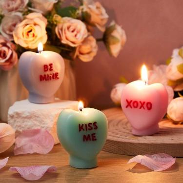 Imagem de Velas em forma de coração MTLEE Conversation Hearts Scented x6