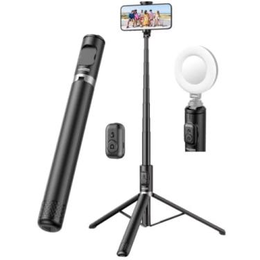 Imagem de Selfie Stick 1.7O M de Comprimento Sem Fio Bluetooth Tripé Portátil Retrátil (PRETO)