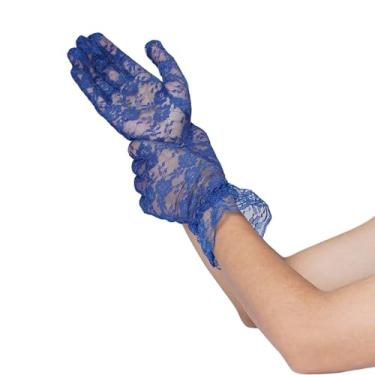 Imagem de LANBETI Lace Gloves Vintage Ruffle Short Bridal Wrist Length Lace Gloves for Wedding Tea Party Halloween Cosplay