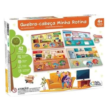 Imagem de Brinquedo Pedagógico Quebra Cabeça Em Madeira Fazendo Minha Rotina Infantil TDAH - Pais E Filhos