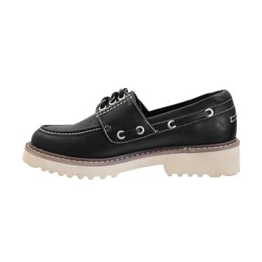 Imagem de Corkys Footwear Sapato náutico feminino Hey Girl 'Dockside' – com um design de cadarço, sola grossa e palmilhas acolchoadas para uso o dia todo, Preto, 41