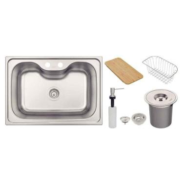 Imagem de Cuba Morgana 60 Undermount 68x48x20cm Aco Inox C/ Valvula/ Lixeira De 