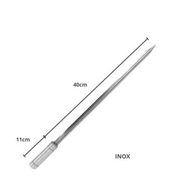 Imagem de Kit Inox Espeto Espada 40cm E Pegador De Carnes, Churrasco - INOX LAUR