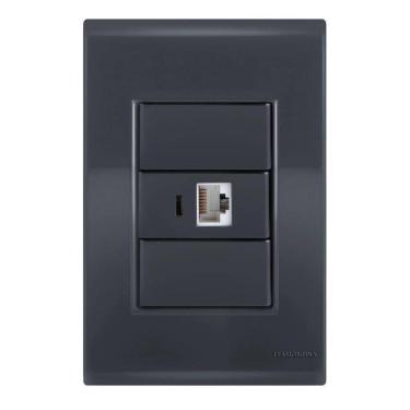 Imagem de Conjunto 1 Tomada Rede Rj45 - Tramontina Liz Grafite