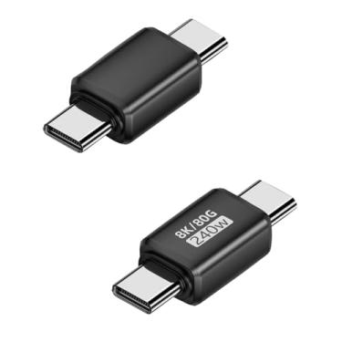 Imagem de QIANRENON 80Gbps PD240W USB C macho para USB C macho extensor adaptador USB tipo C conector de dados de carregamento rápido USB4.0 C função completa, 8K áudio/vídeo OTG, revestimento de liga Al, para