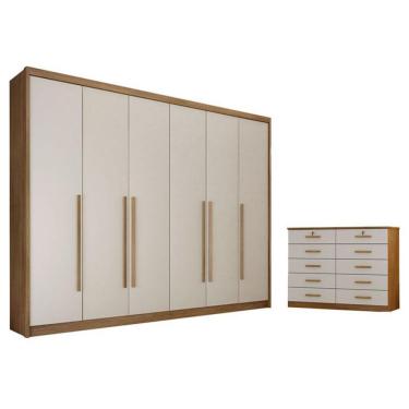 Imagem de Guarda Roupa Casal Bragança E Gaveteiro Milão Com Chave Cumaru 25 Fendi - Novo Horizonte