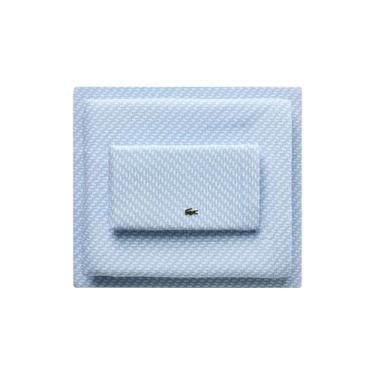 Imagem de Lacoste Lençol de 3 peças com logotipo Mini Geo 100% algodão percal – fresco, nítido, fosco e durável, certificado Oeko-Tex – estampado, ar livre, solteiro