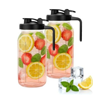 Imagem de Veri Beond Jarra de vidro de chá solar para uso externo, 1/2 galão de chá gelado com tampa, para fermentação fria, leite materno, limonada, café, água aromatizada, pacote com 2, preto, preto