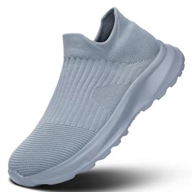 Imagem de Tênis de caminhada masculino, para corrida, atlético, esportivo, sem cadarço, leve, respirável, para academia, sola macia, Z42 cinza, 41