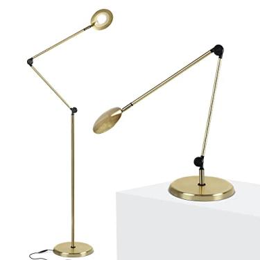 Imagem de Brightech Candeeiro de mesa e piso 2 em 1 de LED para artesanato Sage – Lâmpada de leitura de chão ajustável sobre cadeira, para sala de estar e escritório – Luz de tarefa regulável com 3 modos de cor