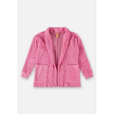 Imagem de Cardigan em Material Sintético Infantil para Menina Up Baby, Rosa, 2