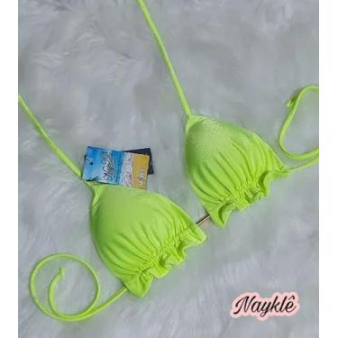 Imagem de Top Cortininha Com Babadinho - Nayklê Moda Praia , Amarelo Néon, M